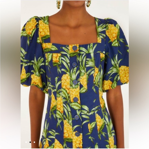 NWT Farm Rio Delicate Pineapple Minidress (S) - Picture 2 of 10